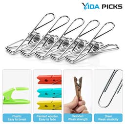 Zware Draad Wasknijpers 40 Stuks, Roestvrijstalen Kledingclips voor Buiten en Binnen, Duurzame Metaal Wasspelden 6 cm — thumbnail 1