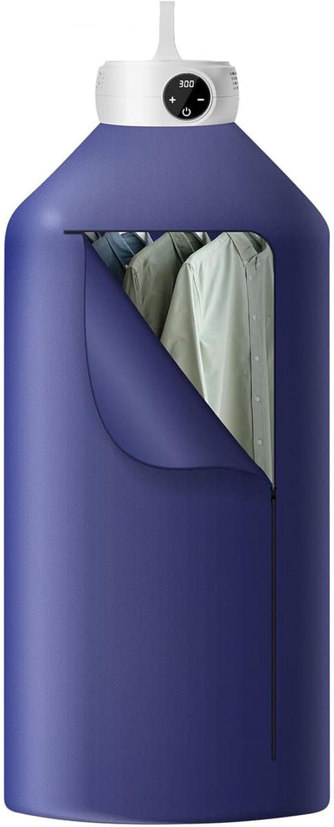 Uten Draagbare Elektrische Droger Gr889 - Ophangbaar Design - Warmtepompdroger - 600 W - Timer 0-300 Min - Mini Wasdroger - Tot 3kg Wasgoed - Hoogte 100 cm - Blauw — afbeelding 1