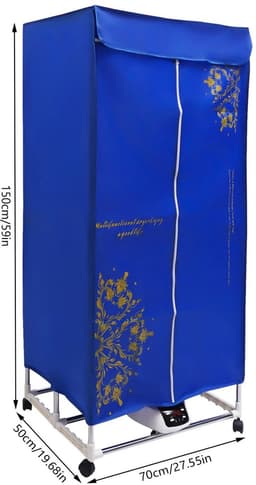 Draagbare Elektrische Droger - Droger - Reisdroger - Draagbare droger voor appartementen - Elektrische kleding drogen - 220V - Blauw — thumbnail 2