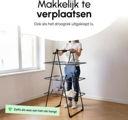 Bodo® Inklapbare Droogtoren – Staand Wasrek met 3 Niveaus - Zwart — thumbnail 4