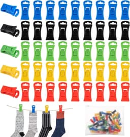 Sokkenclips - 50 stuks - Droogrek tegen verlies - Sokkenclips voor wasmachine en droger - Kleurrijke sokkendroogclips - 5 kleuren - Sorteer- en opbergclips — thumbnail 1