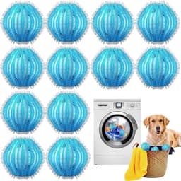 SnelShoppen - Tierhaarentferner Wasmachine, Lint Ball voor Wasmachine, 12 Stuks 3.5 cm Blauw, Hoge Efficiëntie Tegen Dierlijke Haren en Pluis, Vermind — thumbnail 1