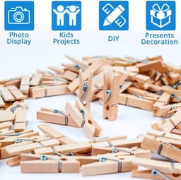 Houten Wasknijpers voor Foto Decoratie Ambacht Cadeaus Knutselen Schoolprojecten – 100 Stuks 25 mm — thumbnail 4