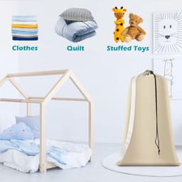 2 stuks - Waszak - Stevige waszak - Reiswaszak - Opbergzak voor vuile was - Waszak groot - Waszak Wasmachine - Tas Wasnetten - Beschermende waszak voor kleding - Waszakken voor wasgoed - met riemen - met trekkoordsluiting - 70*100 cm - beige — thumbnail 2