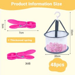 Ibenzoa® Set van 48 roze wasknijpers met mand voor binnen en buiten gebruik — thumbnail 2