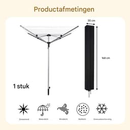 Elkuaie Droogrek Hoes - Waterdichte Droogrek Bescherming Tegen Wind 168x30cm - Bescherming Tegen Regen En Zon - 1 Stuks - Buiten Gebruik Zwart — thumbnail 2