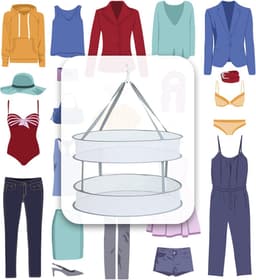 Hanging Drying Net - Windproof - Clothes Basket - Foldable - 2 Layers Drying Net - Portable Multifunctional Drying Net voor het Drogen van Kruiden - Bloemen - Paddenstoelen en Planten — thumbnail 3