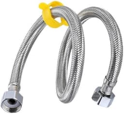 2-delige gevlochten hogedrukslang - Slang voor boilers, explosieveilige slang - Bestand tegen hoge temperaturen - Geschikt voor kraaninlaat - 304 slang met dubbele uiteinden [60 cm] [Gegalvaniseerde stalen dop] — thumbnail 4