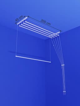 Heavy-duty Ruimtebesparend Plafond Droogrek - 5 stangen elk 200 cm lang — thumbnail 1