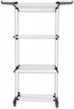 MaatShopXL | Herzberg Home & Living Herzberg Hg-8034Bw: Verhuisbaar Wasrek - Zwart Kunststof Met Witte Buizen — thumbnail 1