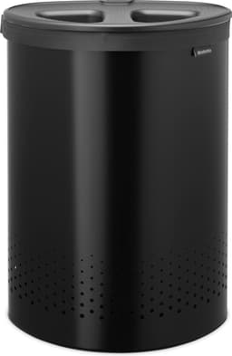 Brabantia Wasmand - met Deksel - 55 l - Wassorteerder - 2 Vakken - Matt Black / Dark Grey — thumbnail 1