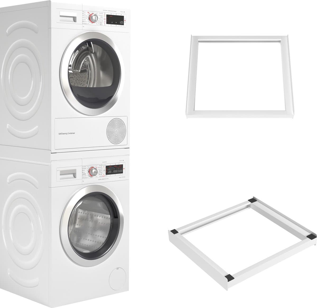 Wasophoogte® Tussenstuk wasmachine droger - Stapelkit wasmachine droger - Tussenkader - Geschikt voor elk type - Wit — afbeelding 1