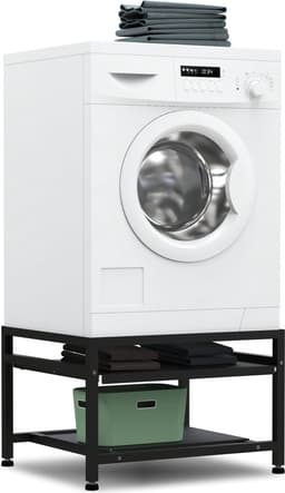 Bodo® - Wasmachine Verhoger - Wasmachine Verhoger Met Uitschuifbare plank - Wasmachine opbouwmeubel - Wasmachine Sokkel - Universeel - Zwart — thumbnail 1