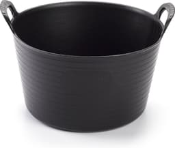 Plasticforte flexibele emmer/kuip - zwart - kunststof - rond - 15 liter - 24 x 24 x 15 cm - wasmanden - tuinafval - speelgoed — thumbnail 1