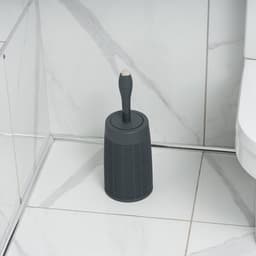 Set 'Hessian' - Wasmand 60 liter - Toiletborstel doseersysteem - Prullenbak swingdeksel - Antraciet — thumbnail 3