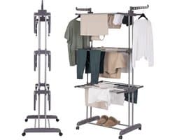 Jubbly® - Wasrek inklapbaar - Droogrek inklapbaar - Droogtoren met wieltjes - Wasrek staand - 30 Meter drooglengte - 35 Kilo draagkracht - Binnen als buiten gebruik - Grijs — afbeelding 1