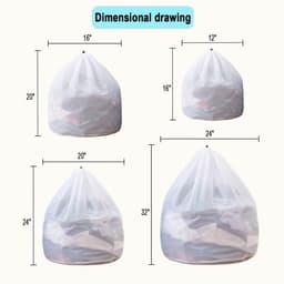 Waszakken - Waszakken van mesh - Verstelbare banden - Duurzame nylon voering - Sluiting met trekkoord - Ideaal voor studenten, studentenhuizen en appartementen - 4 stuks - 4 maten — thumbnail 2