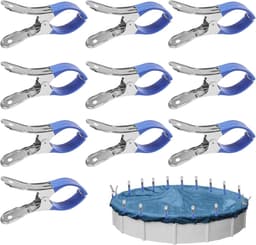 10 stuks grote roestvrijstalen wasknijpers - grote clips van 12 cm - strandlakenklemmen - stevige handdoekklemmen - winddicht en krasvast - stevige klemming - blauw — thumbnail 1