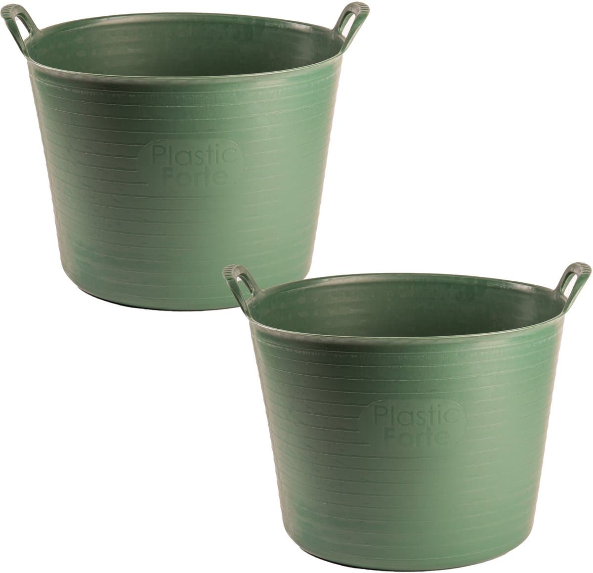 Plasticforte Flexibele kuip of emmer - 2x - groen - 42 liter - stevig kunststof - 45 x 38 cm - Afvalbak - Wasmand - Opbergmand — afbeelding 1