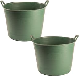 Plasticforte Flexibele kuip of emmer - 2x - groen - 42 liter - stevig kunststof - 45 x 38 cm - Afvalbak - Wasmand - Opbergmand — thumbnail 1