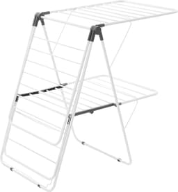 Opvouwbaar droogrek (2 niveaus) met sokkenhouders en 31 droogstangen, in hoogte verstelbare metalen standaard, vrijstaand en ruimtebesparend kledingrek voor wasruimtes en balkons — thumbnail 5