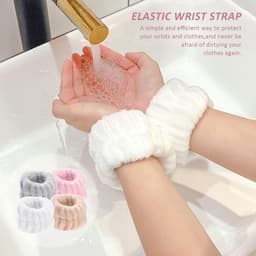 Allecto Plus - Set van 4 Flanel Reinigingsdoekjes voor Gezichtsverzorging met Haarbandjes en Clips - 4 Kleuren — thumbnail 2