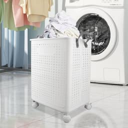 Opvouwbare wasmand met wielen - ruimtebesparend - 1 stuk - kunststof - 50 x 37,7 x 31 cm — thumbnail 3