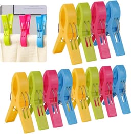 Allecto Plus - Grote Wasnijpers Set van 12 stuks in 4 kleuren - Winddichte Klemmen voor Kleding en Handdoeken - 12 cm Lengte — thumbnail 1