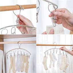 Stainless Steel Laundry Drying Rack Clothes Hanger with 10 Clips for Sock, Underwear and Small Items - Pack of 3 — thumbnail 2