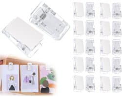 Inovra Plus - Decoratieve clips voor buiten en kantoor, 20 stuks, transparante kunststof fotoclips met veerklemmen