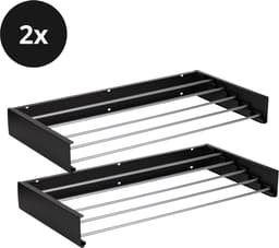 Vitapur Wasrek 2 stuks - Droogrek - Hangend - Wanddroogrek inklapbaar - Droogrekken - Inklapbaar - 80 x 40 cm - 4 meter drooglengte - Zwart - 2 stuks — thumbnail 1