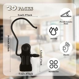 Kleerhangerclips - 360 graden draaibaar - 20 stuks - roestvrij staal — thumbnail 2