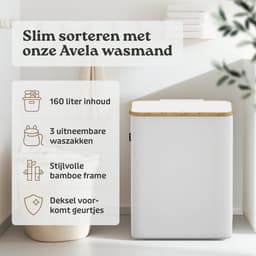 Avela Wasmand 3 vakken met deksel - 160L - Wit - Wassorteerder — thumbnail 3