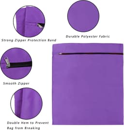 Waszakken voor huisdieren - Waszakken van twill polyester - Grote waszakken met rits - Voorkomt dat waszakken verstopt raken door dierenhaar - wasmachine, 70 x 80 cm，waszak voor huisdieren voor honden, katten en konijnen (paars)- L — thumbnail 5