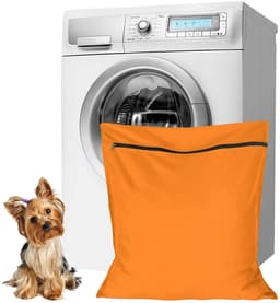 Waszakken voor huisdieren - Waszakken van twill polyester - Grote waszakken met rits - Voorkomt dat waszakken verstopt raken door dierenhaar - wasmachine, 70 x 80 cm，waszak voor huisdieren voor honden, katten en konijnen (oranje kleur)- L — thumbnail 1