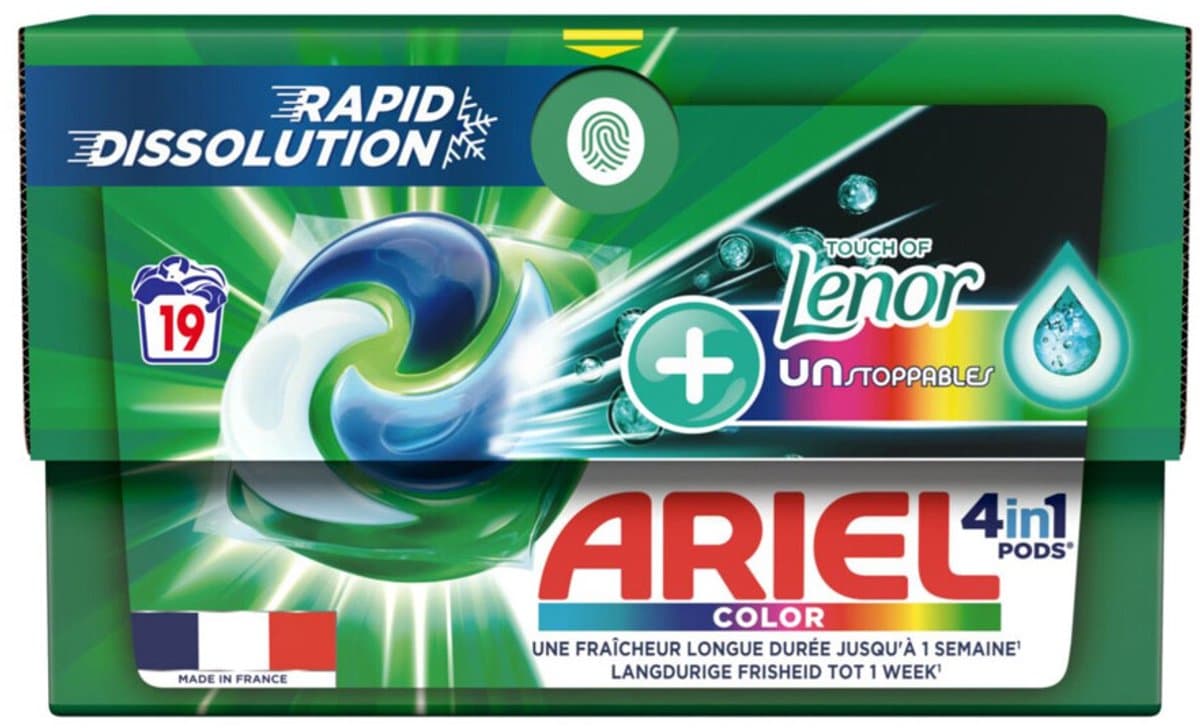 Ariel - 4in1 Wasmiddel Pods Color Lenor Unstoppables - 4 x 19 stuks - Voordeelverpakking — afbeelding 1
