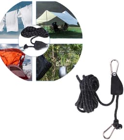 1 Stuk- Draagbare reiswaslijn - Reiswaslijn voor buiten en binnen - Kampeerwaslijn - kampeeraccessoires - Reis waslijn - Sterke waslijn - Zwart — thumbnail 1