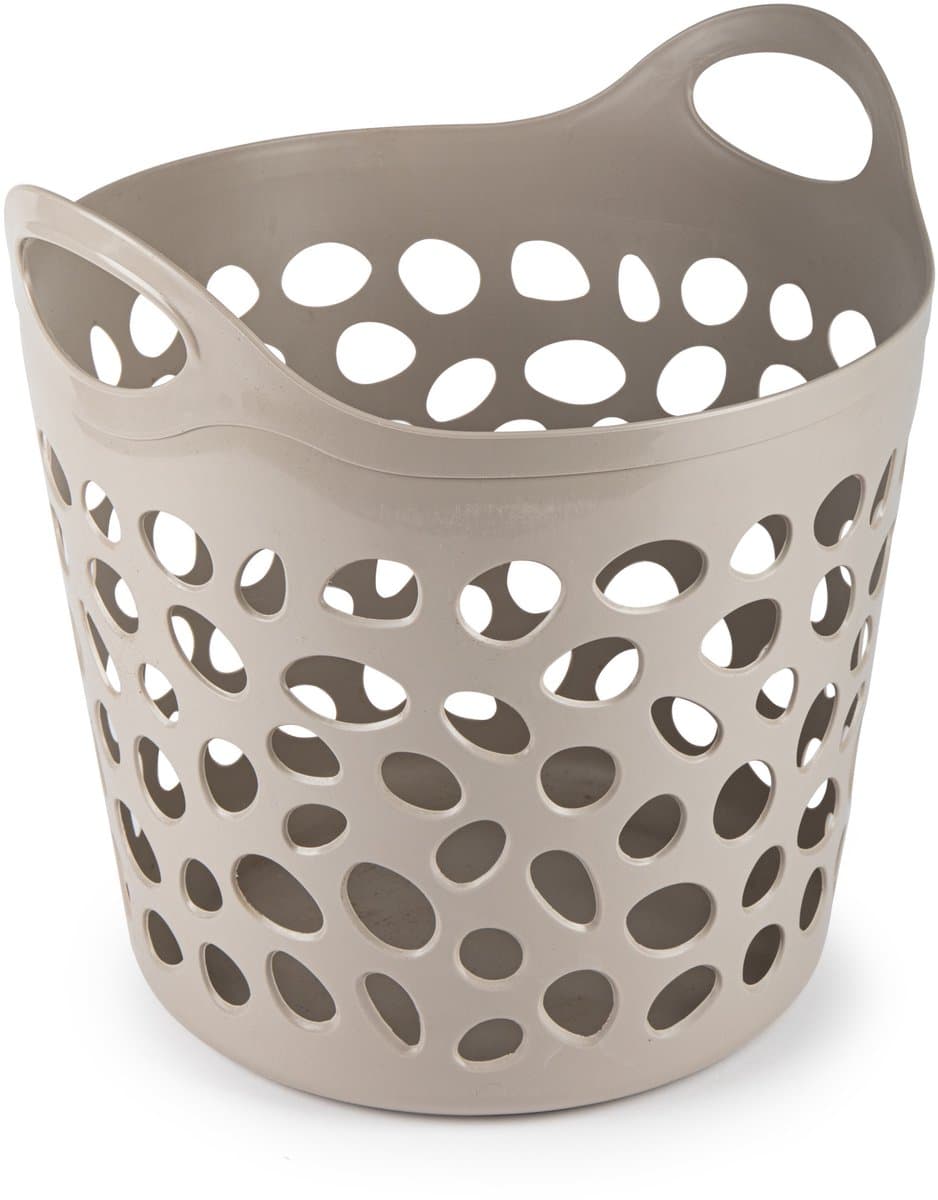 Plasticforte Flexibele wasmand/opbergmand - rond - beige - 35 liter - D40 x H39 cm — afbeelding 1