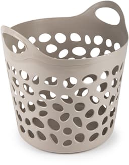 Plasticforte Flexibele wasmand/opbergmand - rond - beige - 35 liter - D40 x H39 cm — thumbnail 1