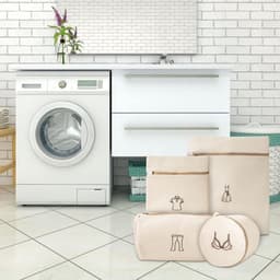 Allecto plus - Set van 4 dubbellaags waszakken met rits in beige - Wasnetten voor fijne was - Waszakken voor delicaat textiel — thumbnail 5