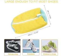 WNHB® Schoenwaszak met 360 Graden Reinigingsborstel - Herbruikbaar Wasnet voor Schoenen - Beschermhoes voor Wasmachine - Geel — thumbnail 2