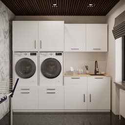 Wasophoogte® Wasmachine Kast Singapore - Wasmachine verhoger - Wasmachine ombouw - 700(D)*2530(B)*2350(H) mm - Wit — thumbnail 3