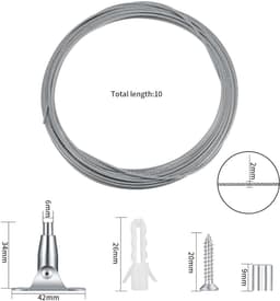 JGS Premium - Verstelbare 10 meter roestvrij stalen staalkabel voor tenttouw met spanslot en montageklem - Licht ophangen - Duurzaam materiaal — thumbnail 5