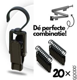 GOODD® - Wasknijpers - Knijpers - 20 STUKS - Met haak - Zwart - Droogrek knijpers - Wasrek knijpers — thumbnail 1