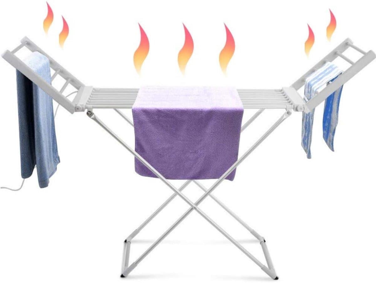 Thuys – Elektrisch Droogrek – Duurzaam Drogen – Met 20 Aluminium Stangen – Droogrek Met Verwarming Energiezuinig - 148 x 53 x 90 cm — afbeelding 1