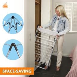 RFWR® Uitklapbaar Droogrek met 29 Meter Drooglengte - Compact en Mobiel - Ideaal voor Wasgoed en Kledinghangers — thumbnail 3