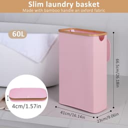 RFWR® Slanke Opvouwbare Wasmand 60L met Deksel - Handig voor Slaapkamer en Badkamer — thumbnail 3
