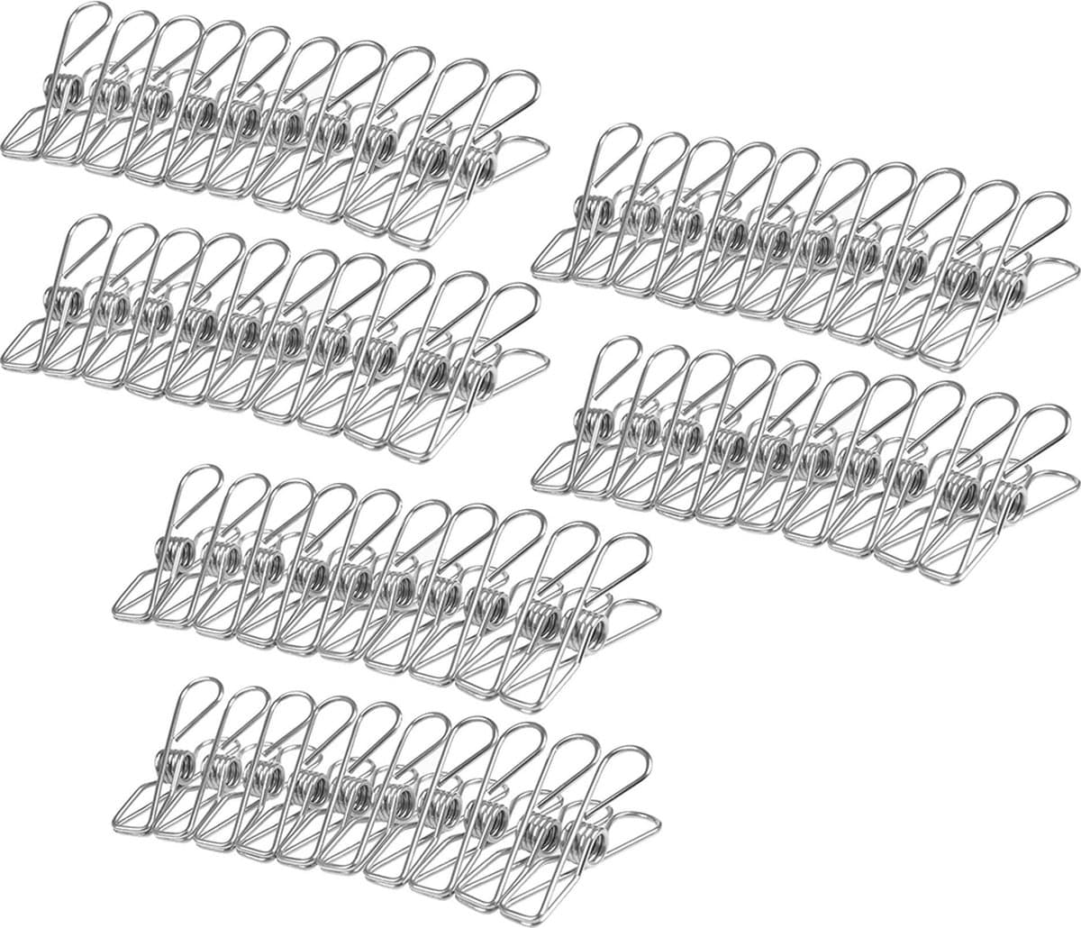 Handdoekklemmen -60 stuks - Handdoekhaakjes - Wandhaken - Theedoekklemmen - Wasknijpers - Roestvrij-stalen Wasknijpers - voor Waslijn Kleding Sok Hanger Keuken Kantoor - 5.5CM — afbeelding 1