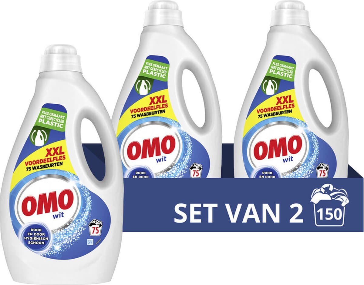 OMO - Vloeibaar Wasmiddel Wit 75 Wasbeurten - 2 x 3750 ml - Voordeelverpakking — afbeelding 1