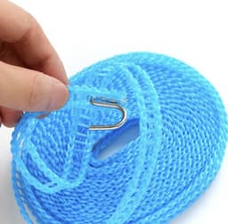 Nylon waslijn - voor thuis - op de camping - met slimme verticale lijntjes - niet schuiven - was - drogen - waslijndraad - drooglijn - was ophangen - lengte 5 meter — thumbnail 2